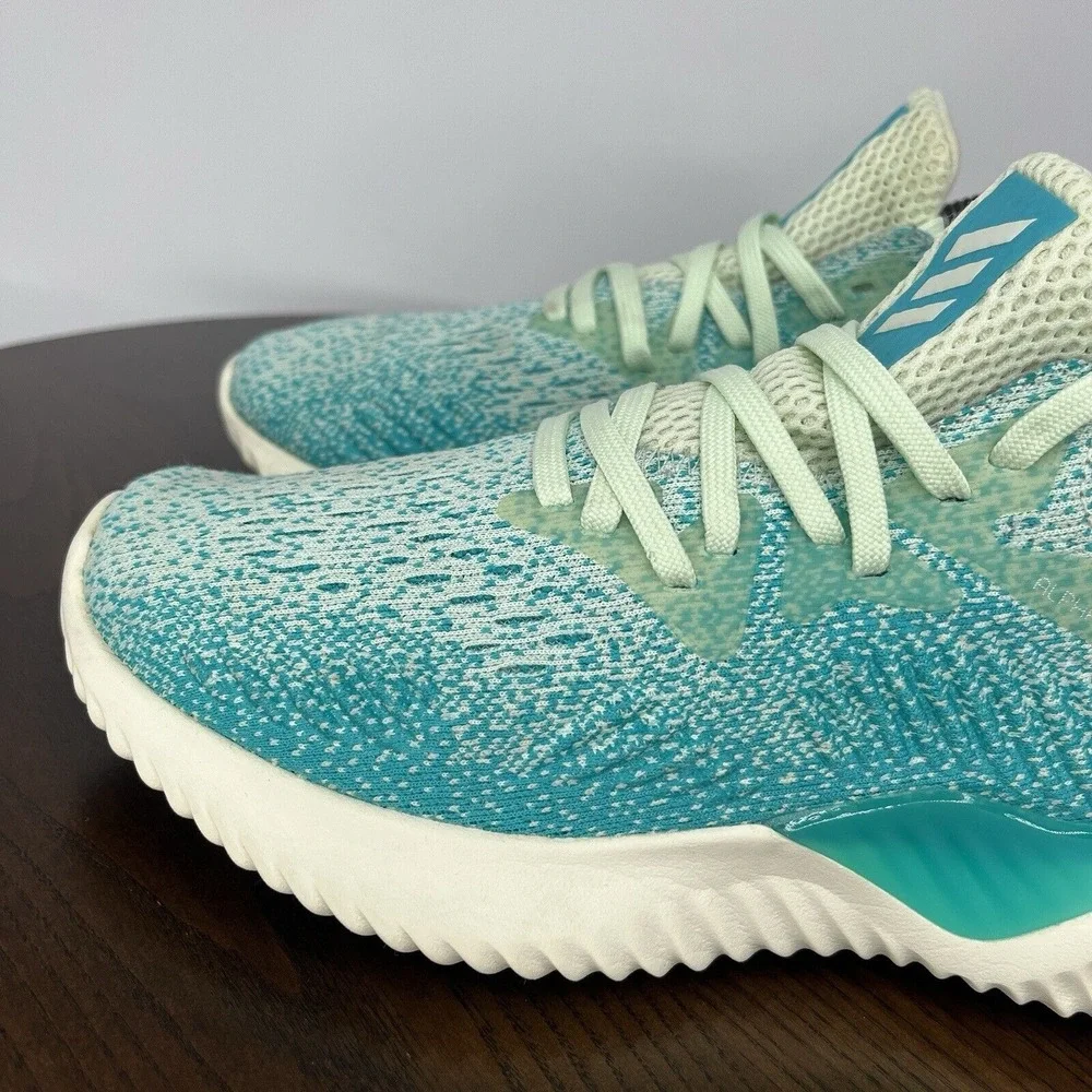 Adidas AlphaBounce Shoes Women 6 Blue White Knit Athletic Running Sneaker CG5578